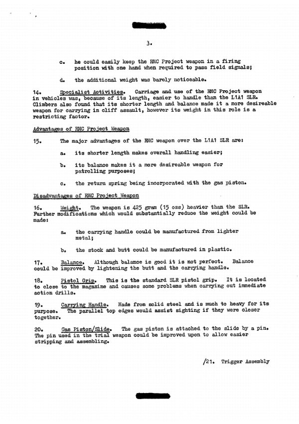 Report on Assessment of Loughrey Rifles by SASR dated 9 Mar 1976 - P3